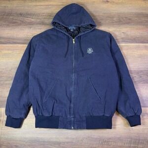 Tri-Mountain Heavy Canvas Hooded Work Jacket Navy Blue XL